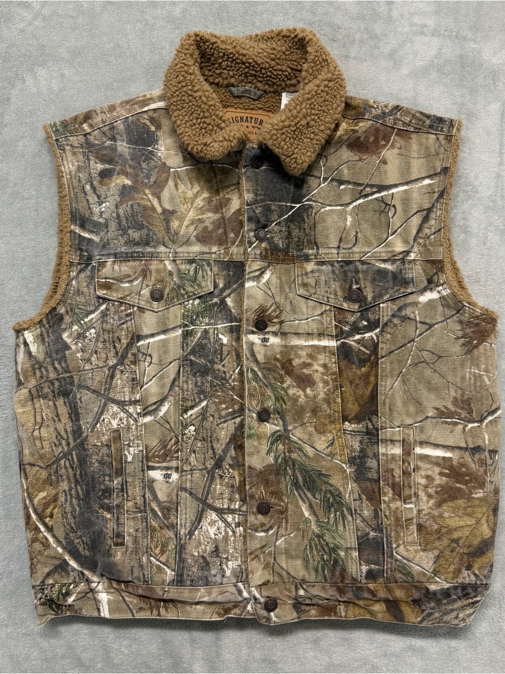 Levi's Signature Heavy Camo Vest Men's Large Sherpa Fleece Lined Realtree